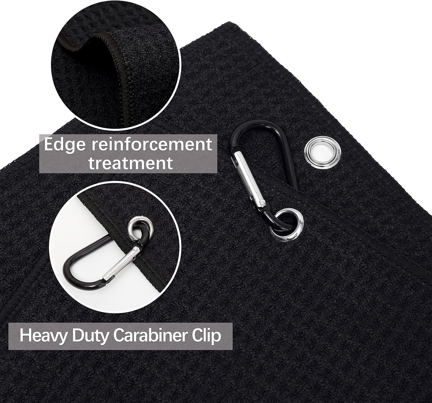 review Black Golf Towel with Clip 2 Pack 15 x 23 inch Golf Towel for Golf Bags Microfiber Fabric Waffle Pattern