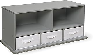 Stackable 5 Shelf Storage Organizing Cubby with 3 Fabric Baskets