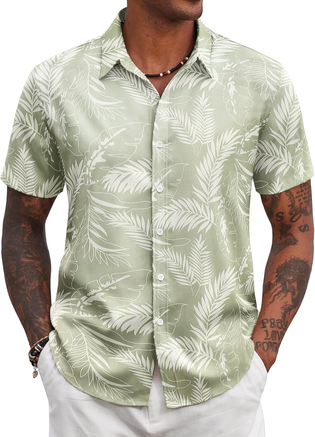 COOFANDY Mens Hawaiian Floral Shirts Tropical Button Down Shirt Summer Beach Shirt