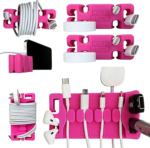 Miniatura 15 de CordBrick /DeskBrick - Paquete de soportes para cables con peso para mesita de noche y escritorio, cargador de teléfono, organizador de cables