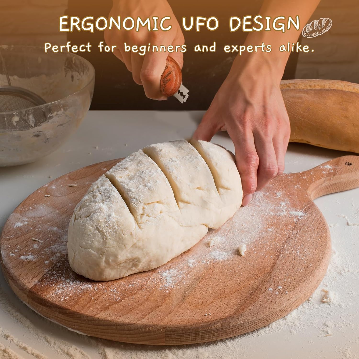 Personalized UFO Bread Lame Engraved Dough Scoring Tool with Name for Sourdough Artisan Bread Baguettes Ergonomic Design Stainless Steel Blade Gift for Home Bakers & Baking Enthusiasts (Moon) - Image 5