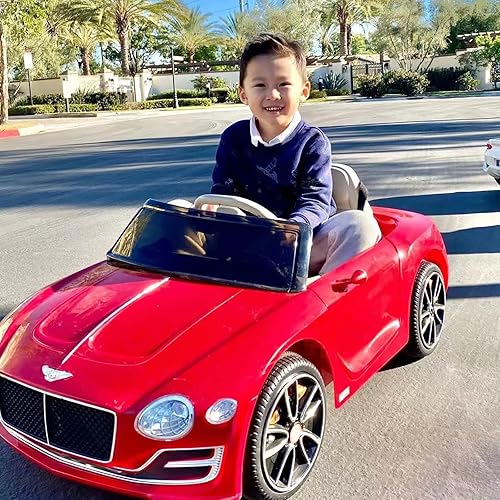 SEHOMY Vehículos motorizados eléctricos estilo Bentley de 12 V, 2 velocidades, con control remoto y 1 asiento, funciona con pilas, luces LED, MP3,