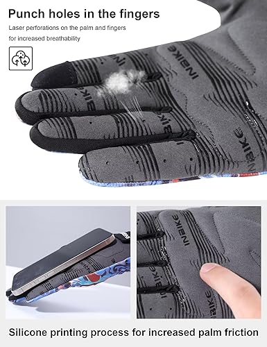 Miniatura 4 de INBIKE Guantes de ciclismo para hombres y mujeres, guantes de bicicleta transpirables con dedos completos, antideslizantes, pantalla táctil,