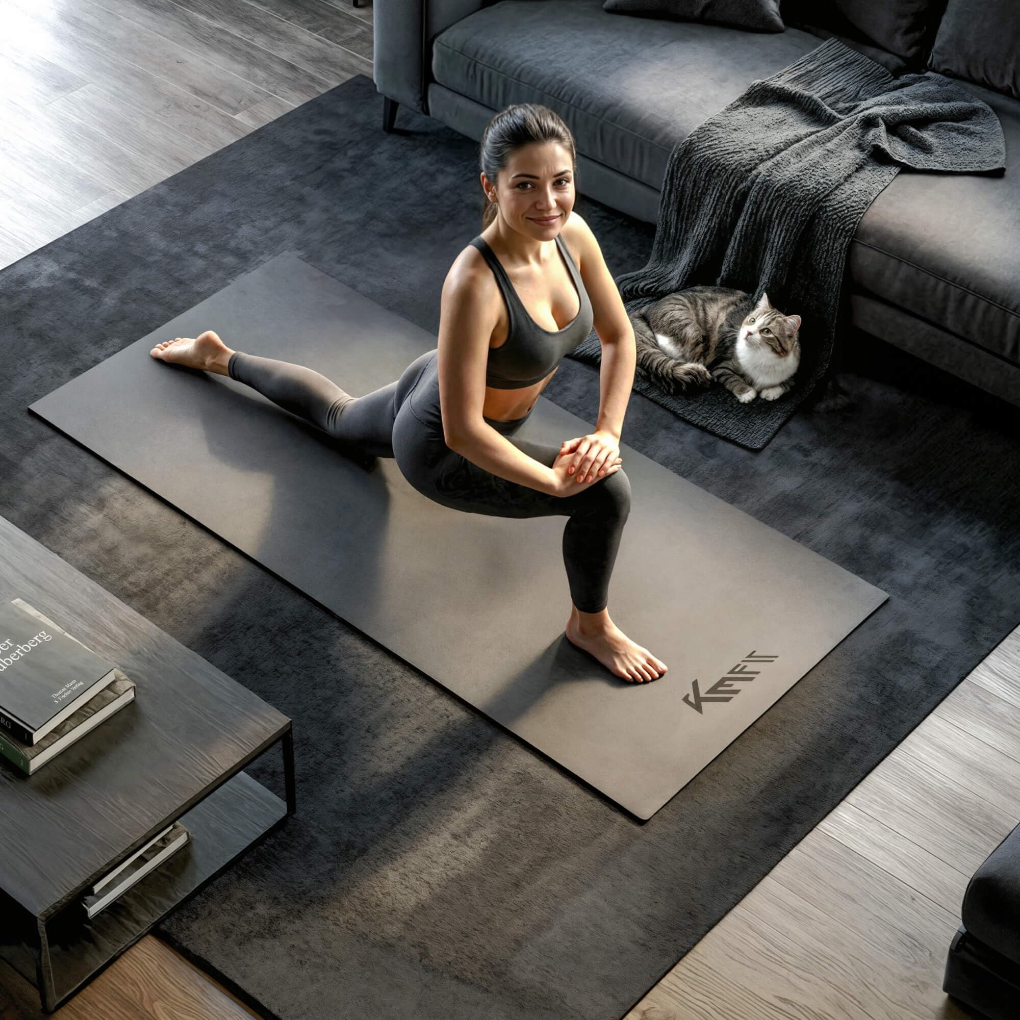 KM-Fit Tappetino Protettivo Fitness | Antiscivolo per Attrezzi Fitness | Isolante Acustico e Antivibrante | Tappetino per Yoga, Pilates ed Esercizi | 4 Misure Disponibili