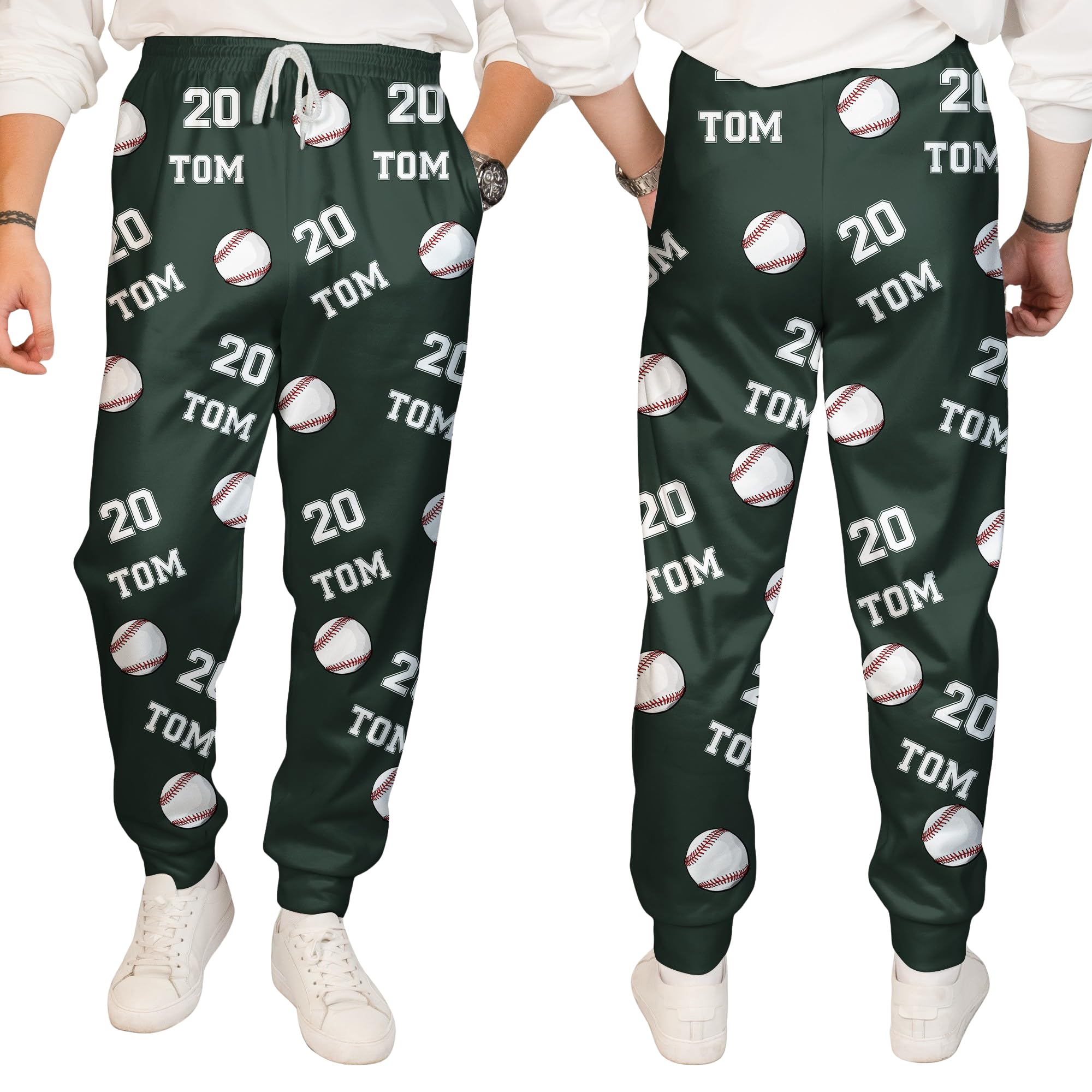 Macorner Personalized Sweatpants for Women, Men, Baseball Pants Custom Name & Number, Christmas Baseball Lovers Gifts