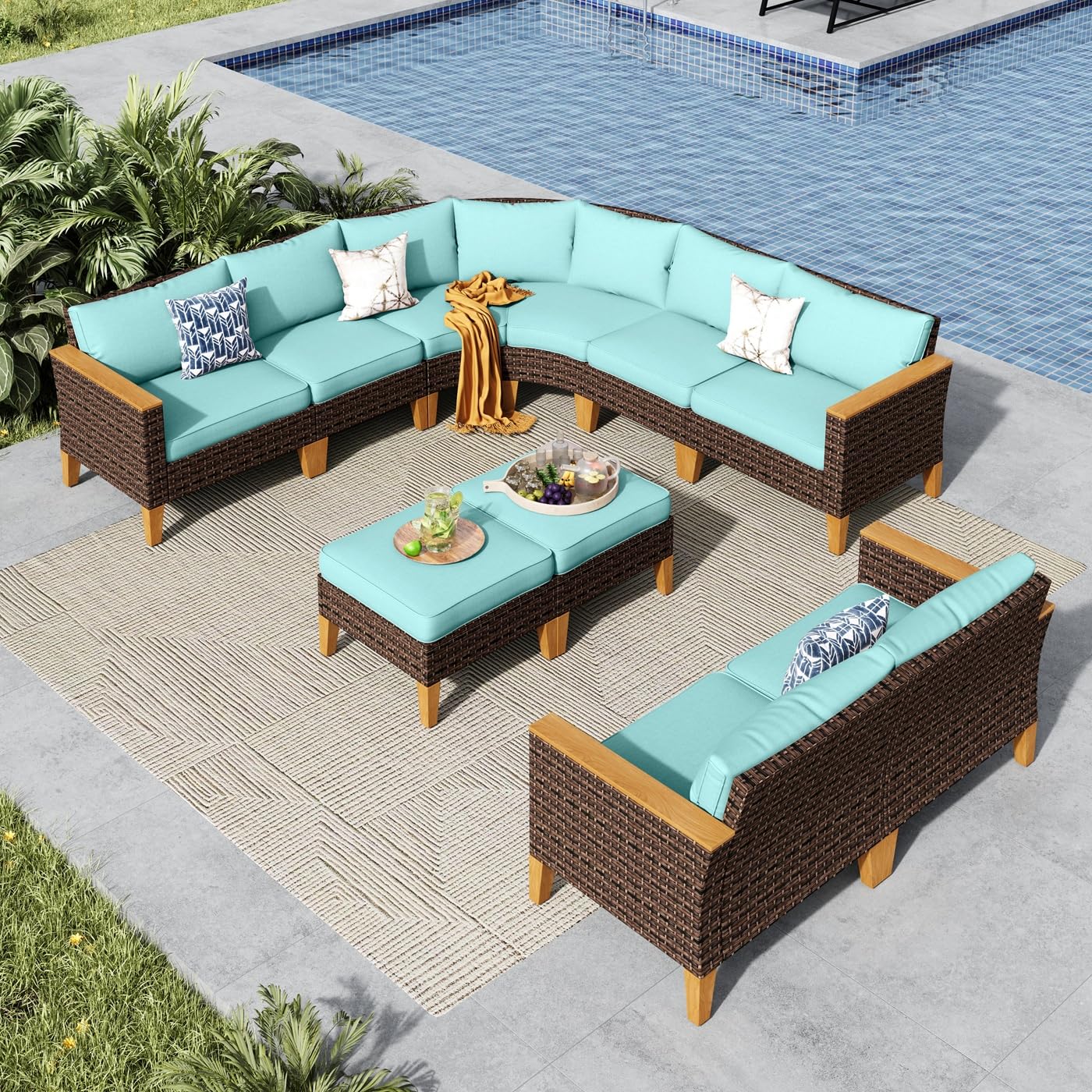 MOFU　チェアー Amazon.com: MFSTUDIO 10 Pieces Wicker Patio Furniture Set, All