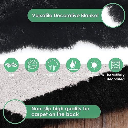 Miniatura 3 de WLLHYF Alfombra blanca de piel sintética de 12 pulgadas, alfombras pequeñas y cuadradas de lujo, alfombras esponjosas para dormitorio, funda suave