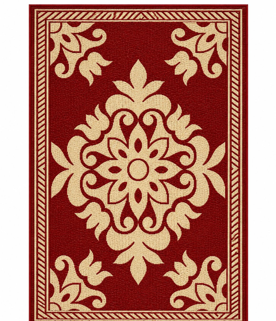 Plastic Virgin Mats for Sleeping On Floor Sitting Reversible Chatai Square Shape Mats for Home Living Room, Bedroom Floor, 4x6 Feet, Pooja mat, Outdoor mat, Picnic mat (Red & Ivory)-picture-11
