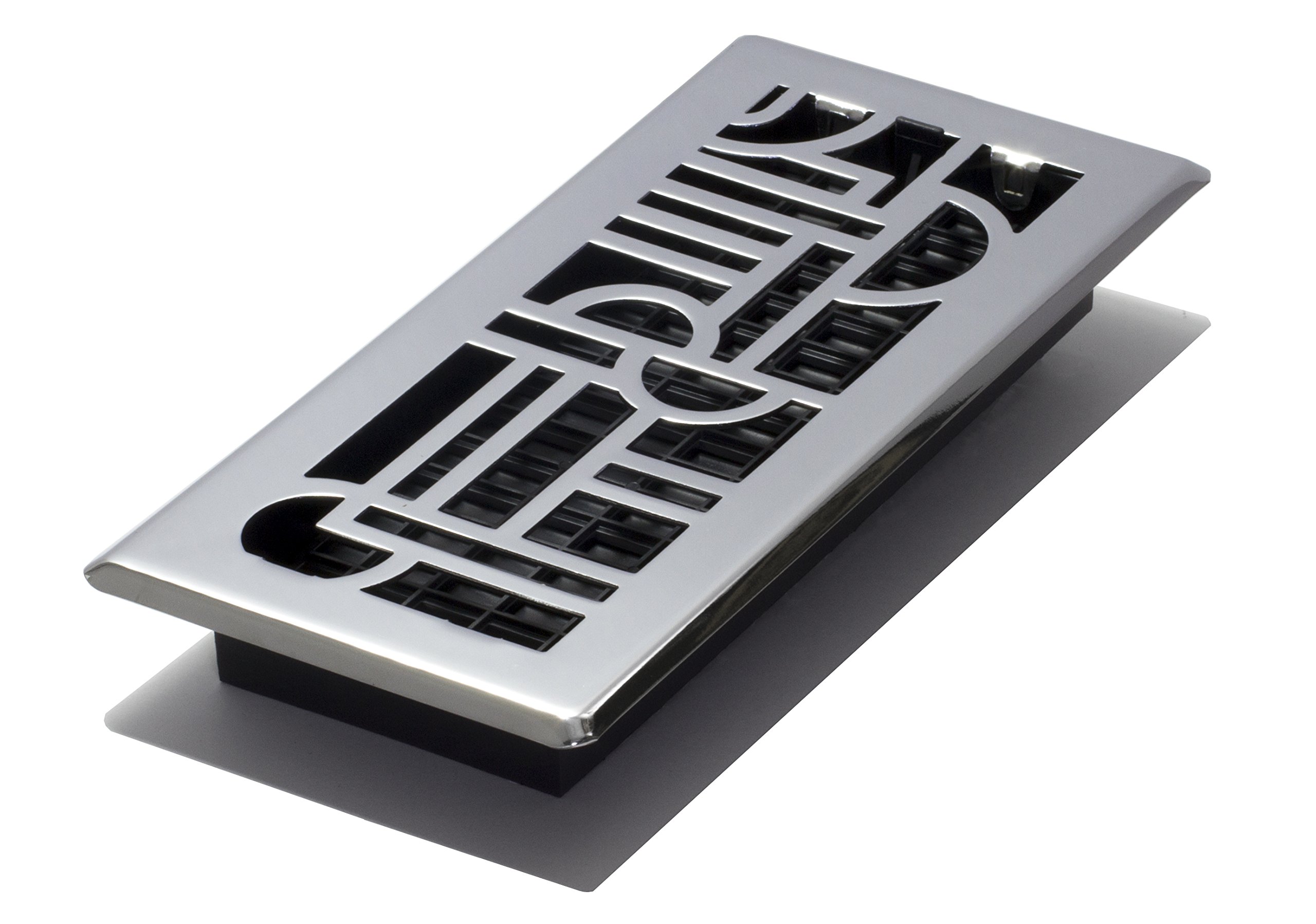 Décor Grates ADH410-C Art Deco Floor Register, Chrome, 4x10, Chrome Finish