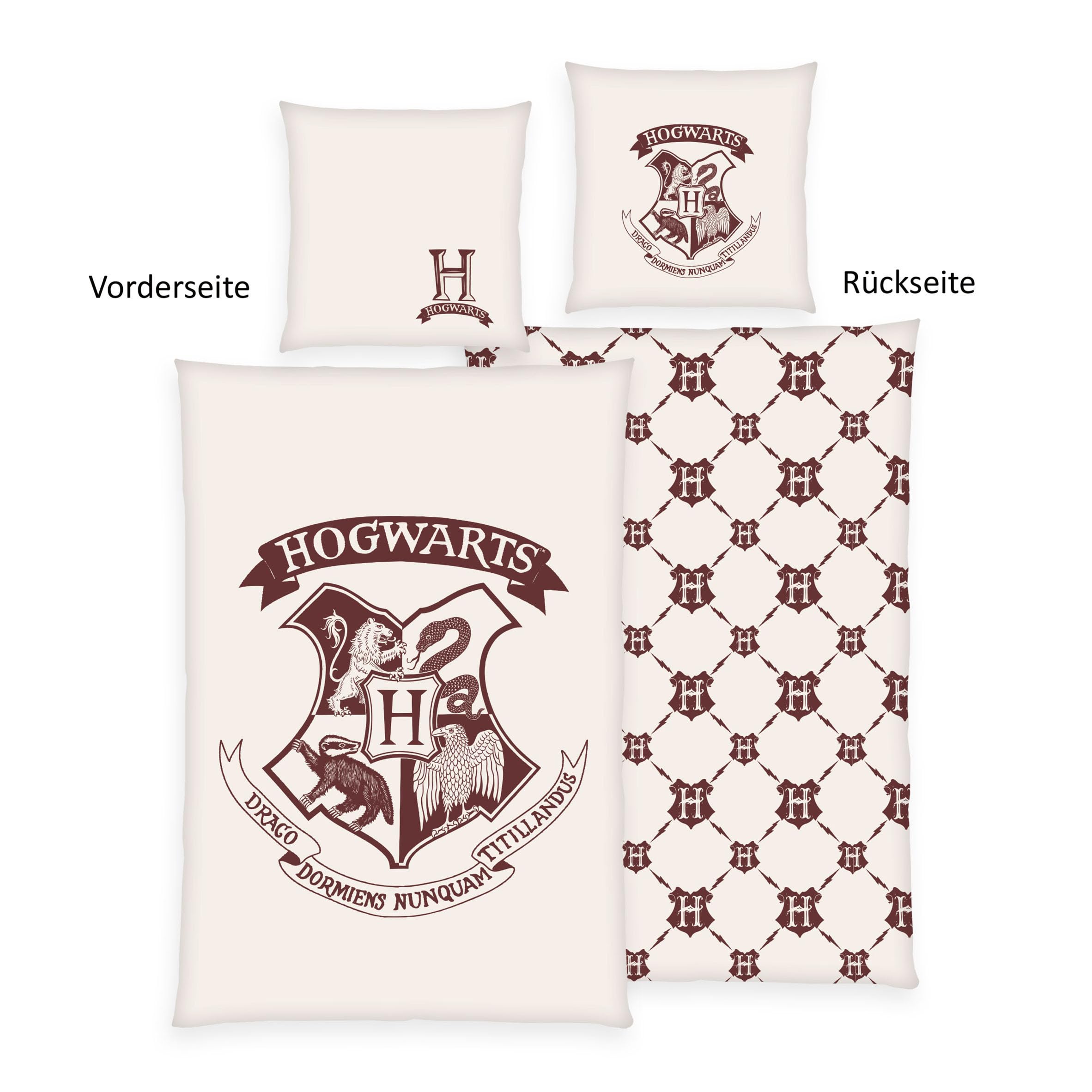 Herding Pościel Harry Potter, poszewka na poduszkę 80 x 80 cm z dwustronnym motywem, poszwa na kołdrę 135 x 200 cm, z listwą guzikową, 100% bawełna