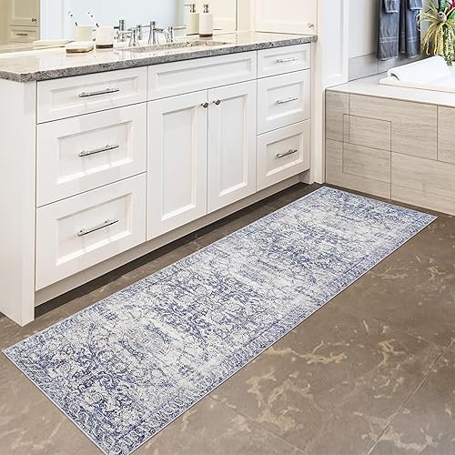 Miniatura 4 de RUGxDJ Alfombra de pasillo tradicional envejecida de 2 x 6 pies, lavable, alfombra persa para entrada, pasillo de interior para pasillo, 6 pies,