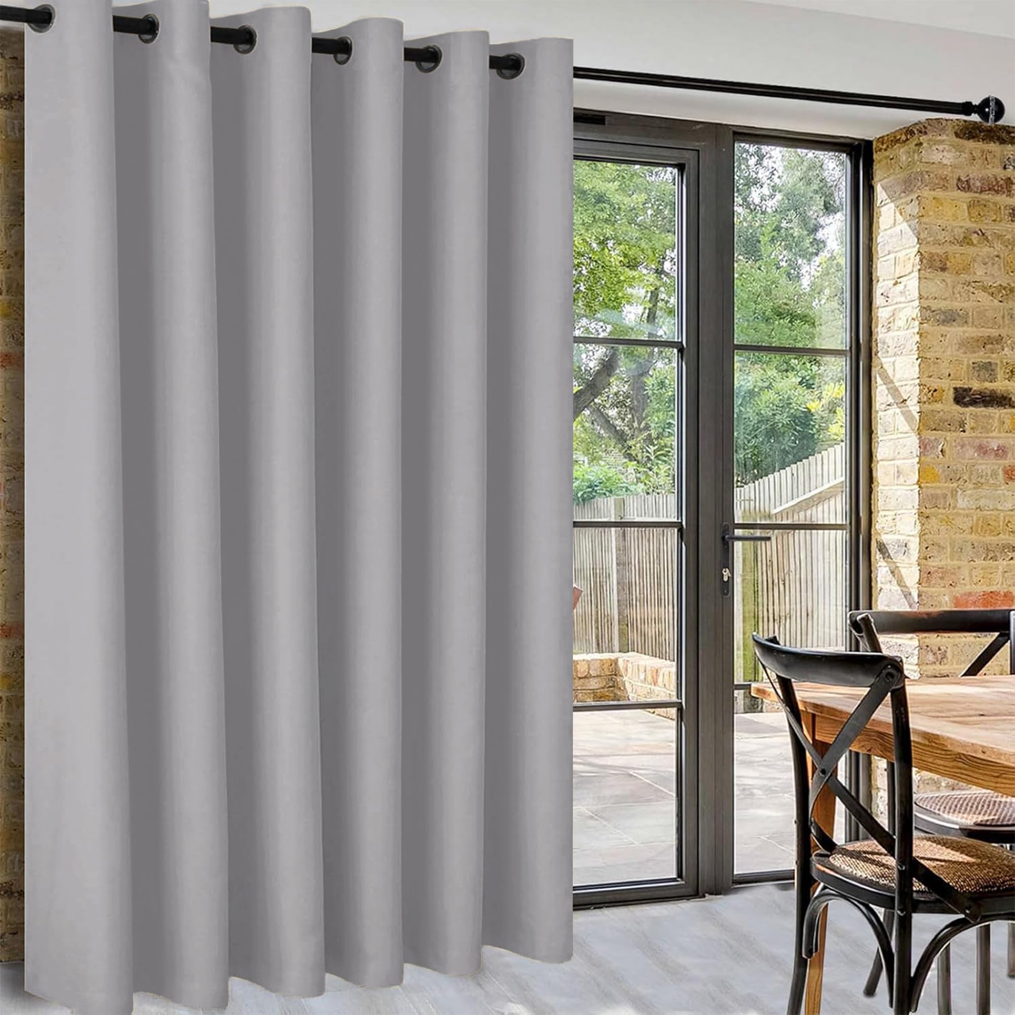 DWCN Thermovorhang Silber Grau Extra Breite Vorhänge Raumteiler Vorhänge Blickdicht H213xB254cm Raumtrenner Gardinen mit Ösen Sichtschutzvorhänge Hitzeschutz für Schlafzimmer Wohnzimmer Büro,1 Stück