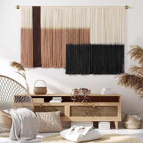 Miniatura 3 de SEBKQ Tapiz de macramé grande para colgar en la pared, tejido a mano, teñido a mano, decoración de pared bohemia para dormitorio, sala de estar, 59