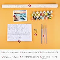 Vista 3 de TUMOVO Pintura por números para adultos, kits de pintura de playa por números, pintura al óleo de paisaje costero colorido para adultos, kit