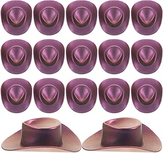 ibasenice 20pcs Mini Cowboy Hats Miniature Western Cowgirl Hats Plastic Tiny Cowboy Hat Doll Dress Up Party Accessories Western Hat Cupcake Topper for Dollhouse Party Decoration