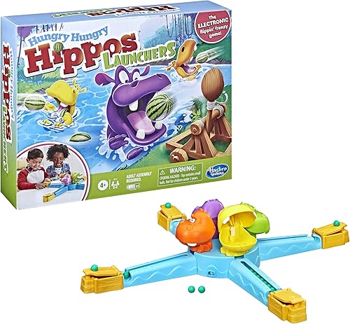 Miniatura 11 de Hasbro Gaming Juego de lanzadores de hipopótamos hambrientos hambrientos para niños de 4 años en adelante, juego electrónico preescolar para 2-4