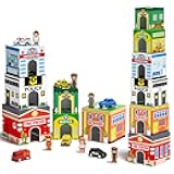 Montessori Sorting & Stacking Blocks with Nesting Garages Cars, Stackable Number Boxes for Toddlers Learning Community Helpers, Preschool Educational Toy Gift for 2 3 4 Year Old Baby