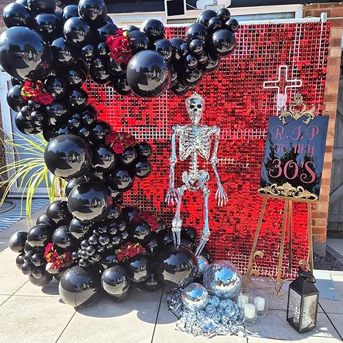 Miniatura 2 de Telón de fondo rojo con lentejuelas brillantes, 24 paquetes para decoración de fiestas, fotografía, boda, fiesta, panel de pared