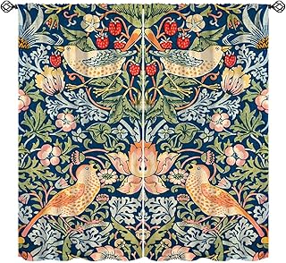 William Morris Botanical Art Windows Curtains Green Strawberry Thief Flo...