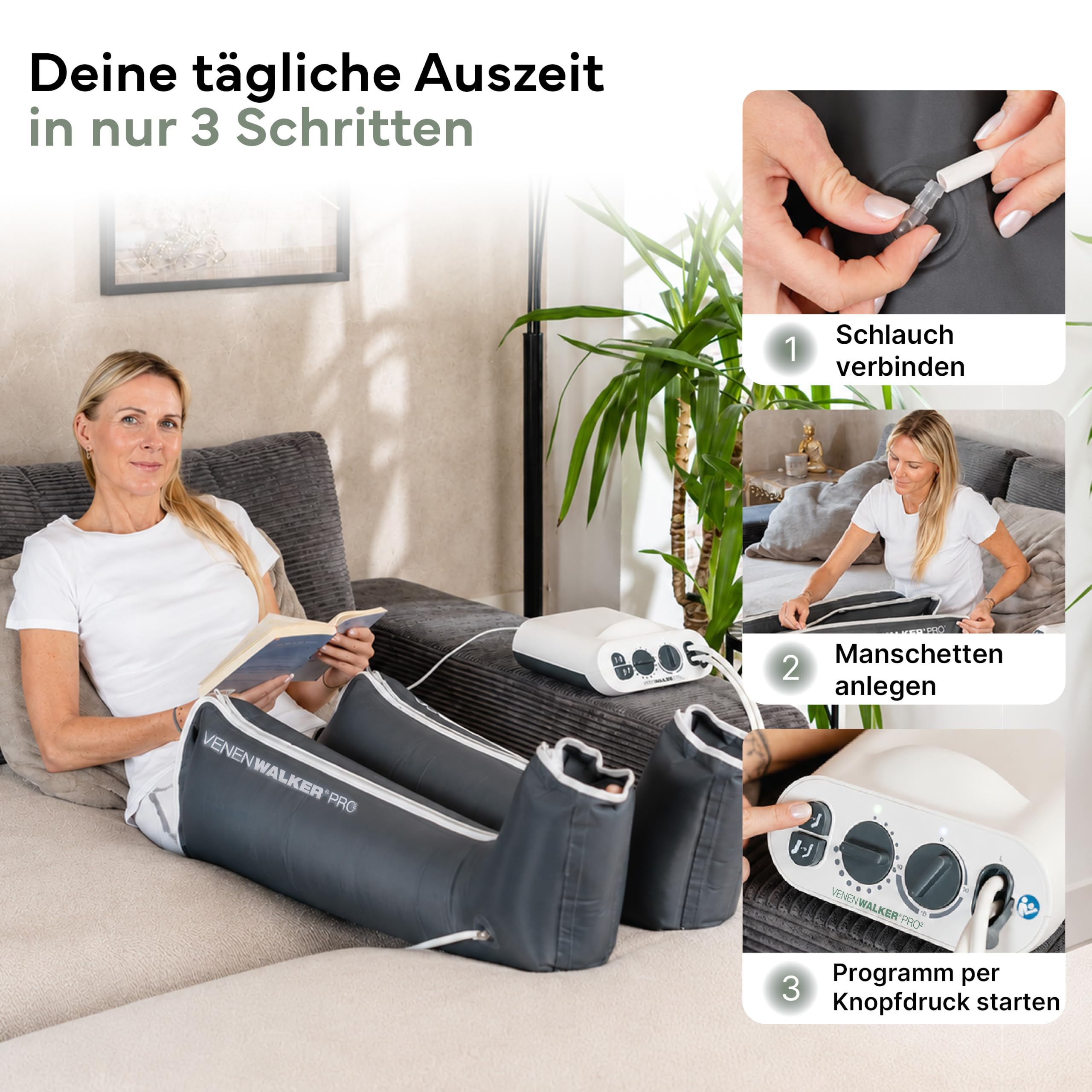 PRO2 Lymphdrainage Gerät Beine - Venen-Therapiegerät & Beinmassagegerät - Zert. Medizinprodukt (TÜV) - Das Original seit 30 Jahren - Lipödem, Lymphödem, Cellulite & schwere Beine