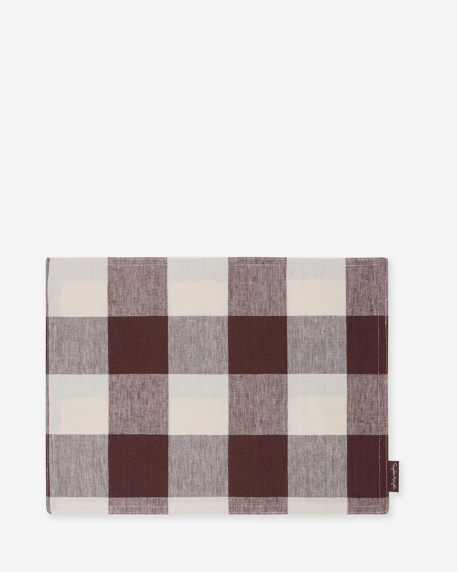 Sophie Allport Chocolate Brown Gingham Linen Washable Placemat (Set of 2)
