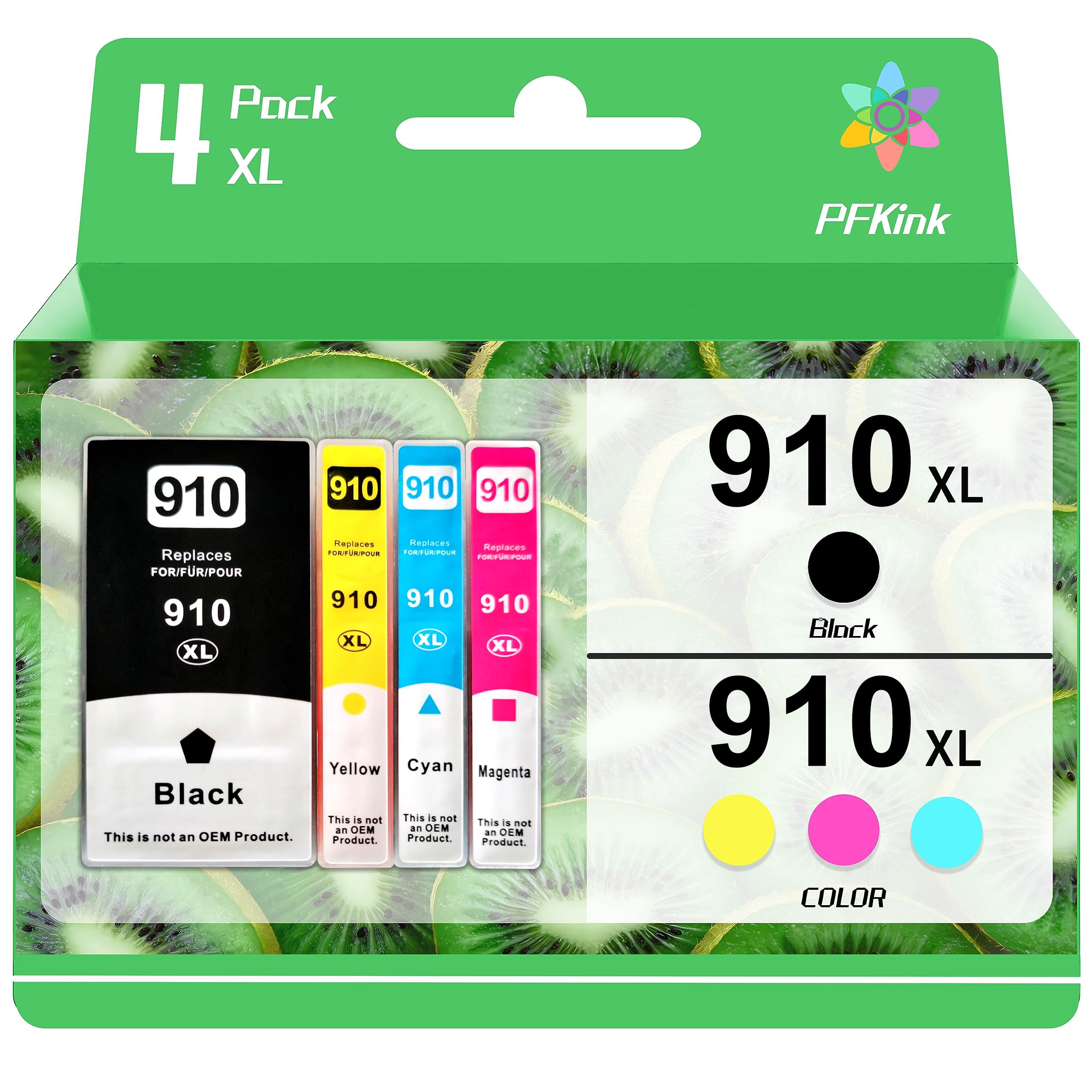 PFKink 910XL Ink Cartridges Combo Pack Replacement for HP Ink 910 XL Compatible with OfficeJet Pro 8010 8015 8018 8020 8022 8024 8025 8028 8035 Printer (4 Combo Packs,1 Black,1 Cyan,1 Magenta,1 Yellow