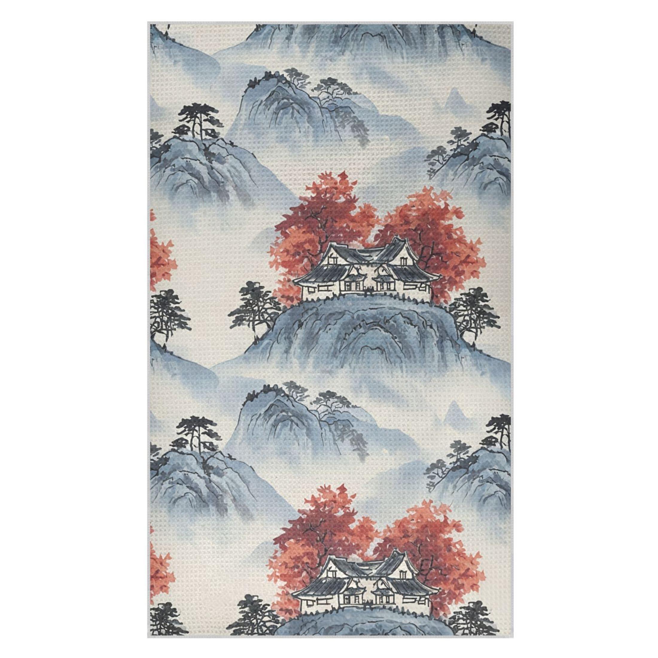 Kutsu Mountain Waffle Weave Kitchen Towels Absorbent Quick Drying Dish Towels for Kitchen, Decorative Tea Towel, 18x30 in