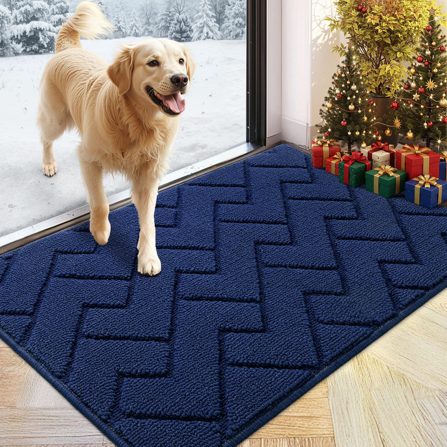 hicorfe Indoor Doormat,Front Back Door Mat Rubber Backing Non Slip Door Mats 24"x35" Absorbent Resist Dirt Entrance Doormat Inside Floor Mats for