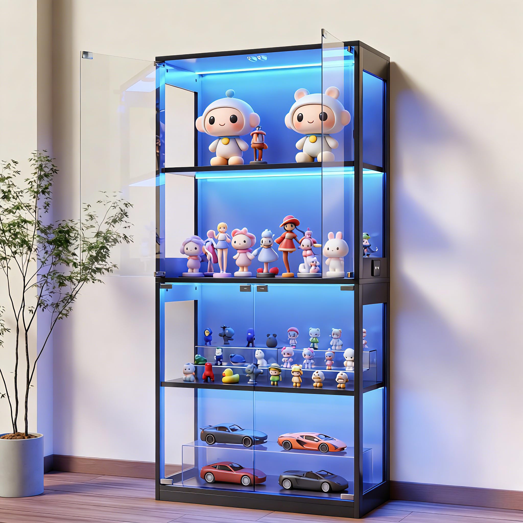 ガラス置き物　ケース付き Amazon.co.jp: OSJ コレクションケース ガラス LEDライト付き