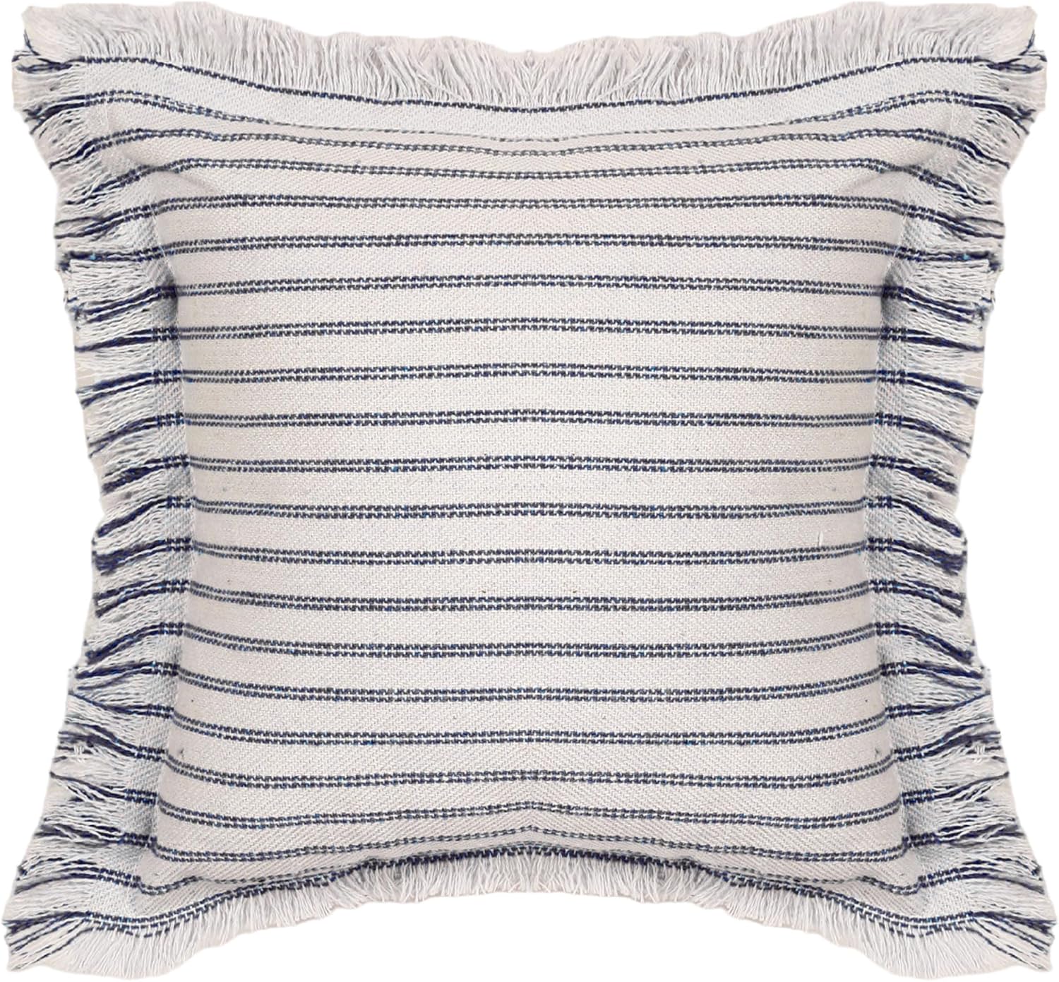 Linen Fringed Decorative Pillow Covers 18x18 for Bed Living