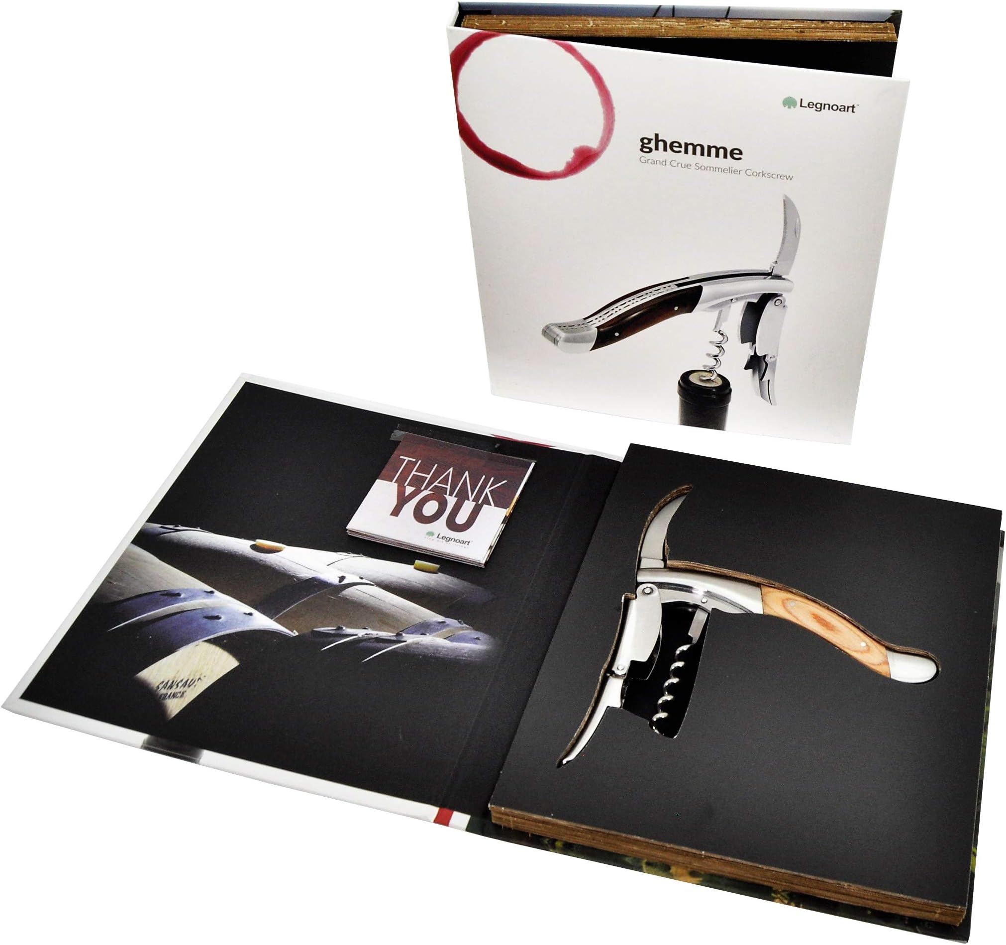 Legnoart Ghemme Grand Crue Stainless Steel Sommelier Corkscrew with Beechwood Handle, Natural
