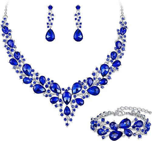 BriLove - Juego de joyas de boda para mujer con cristales austriacos