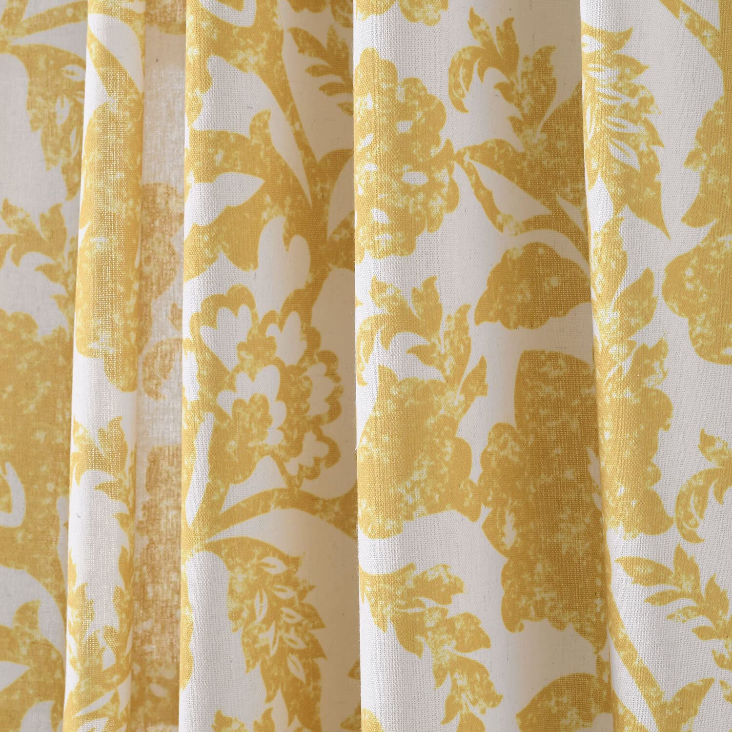 Lush Decor Emma Jacobean Fenstervorhang, strukturiert, 213,4 x 132,1 cm, Gelb