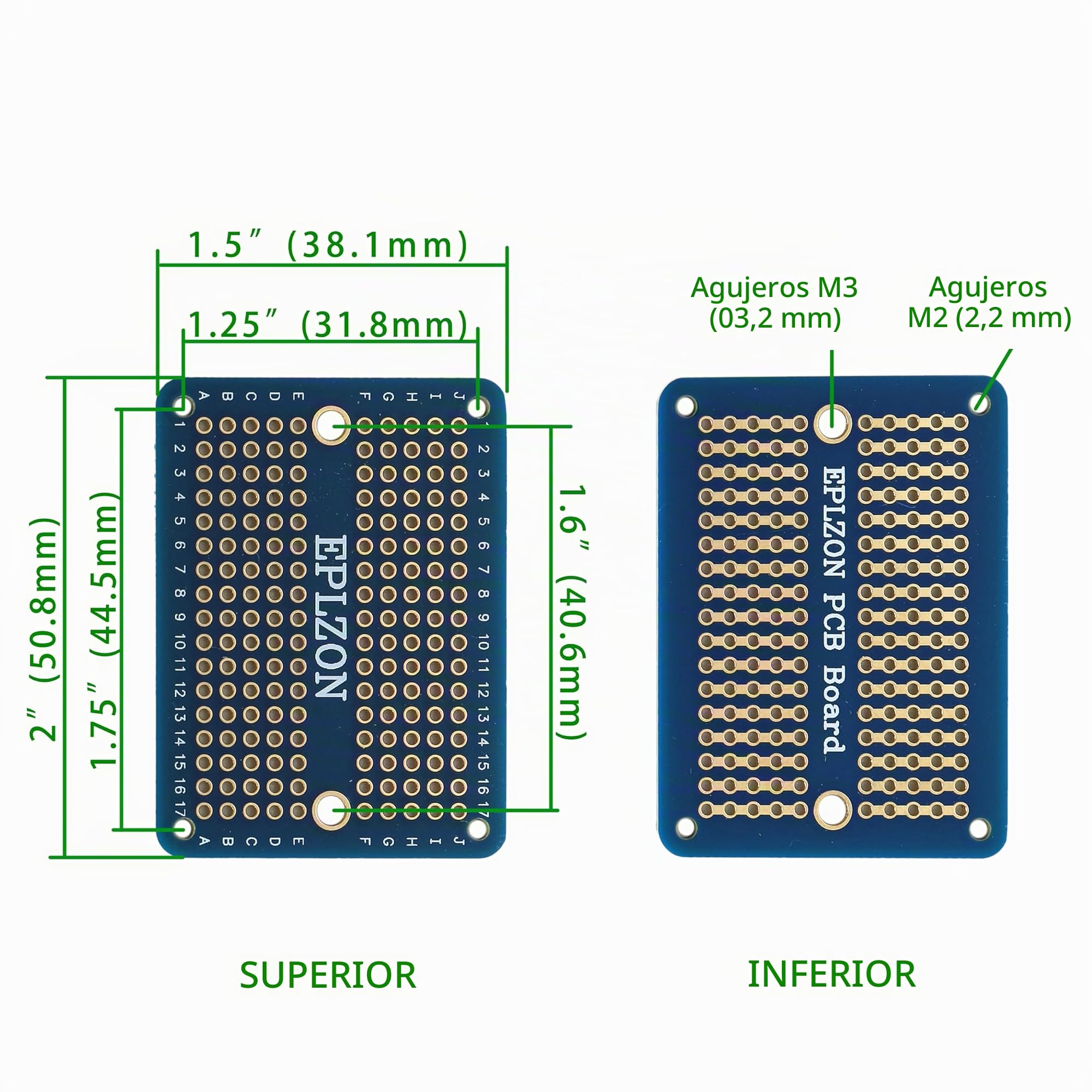10 piezas mini Breadboard soldable Protoboard Kit circuito impreso de doble cara Prototipo Board PCB para proyectos electrónicos de bricolaje compatibles con arduin(Azul)
