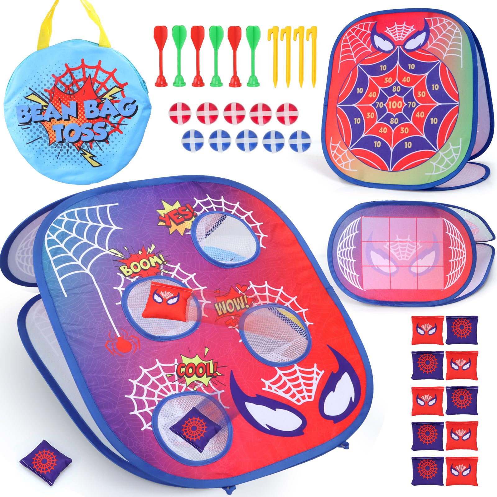 Aooess Bean Bag Toss Game for Kids: Cornhole for Kids, Outdoor Toys for Kids Ages 4-8 Tic Tac Toe Bean Bag Toss Toddler Toys Yard Games, Birthday Gift