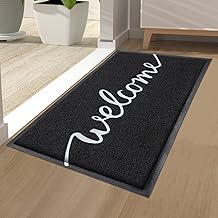 Homaxy Welcome Paillasson pour l'extérieur et l'intérieur - Antidérapant - Lavable - Pour porte d'entrée, jardin (40 x 60 cm, noir)