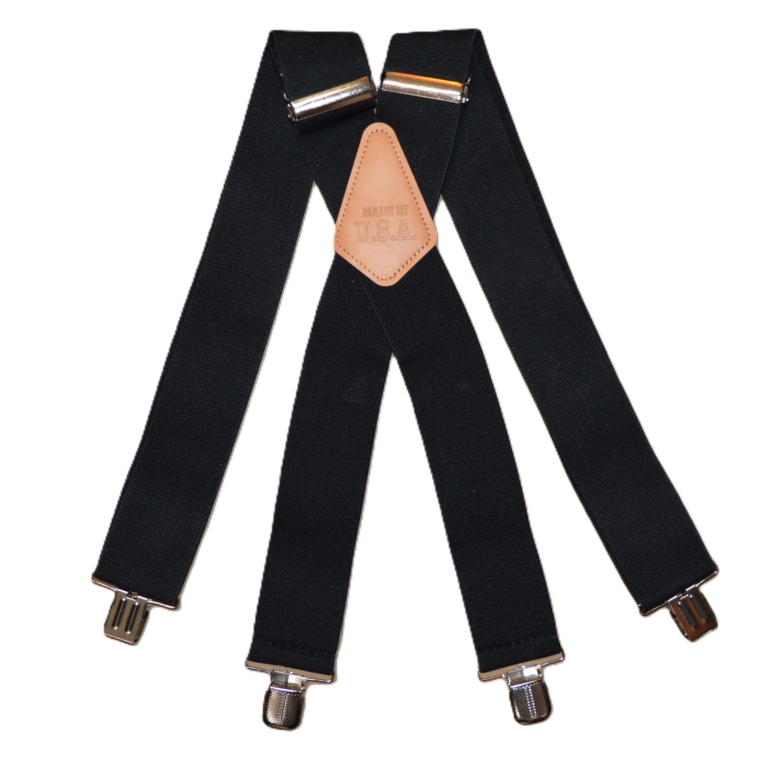 Brimarc Men's Black Plain Work Braces 50Mm 2" Wide Suspenders
