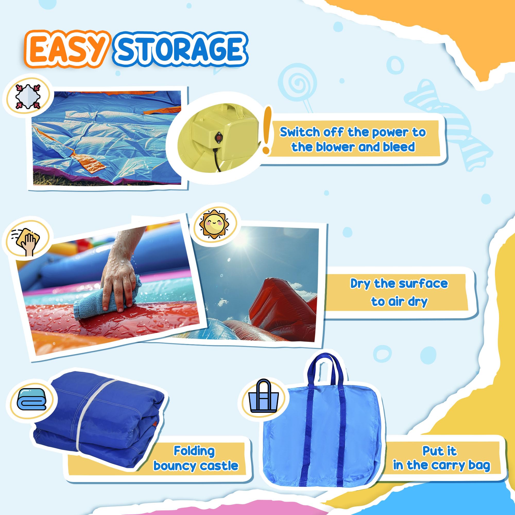 Outsunny 3en1 Castillo Hinchable tobogán niños 3-8 3,6x1,75x1,8m
