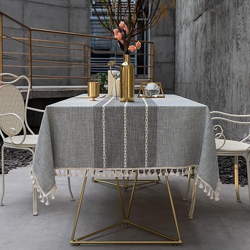 TEWENE - Mantel redondo de lino y algodón, lavable, para mesas redondas, para mesas redondas, antiarrugas, mantel para comedor o cocina (redondo55 TEWENE - Mantel redondo de lino y algodón, lavable, para mesas redondas, para mesas redondas, antiarrugas, mantel para comedor o cocina (redondo55