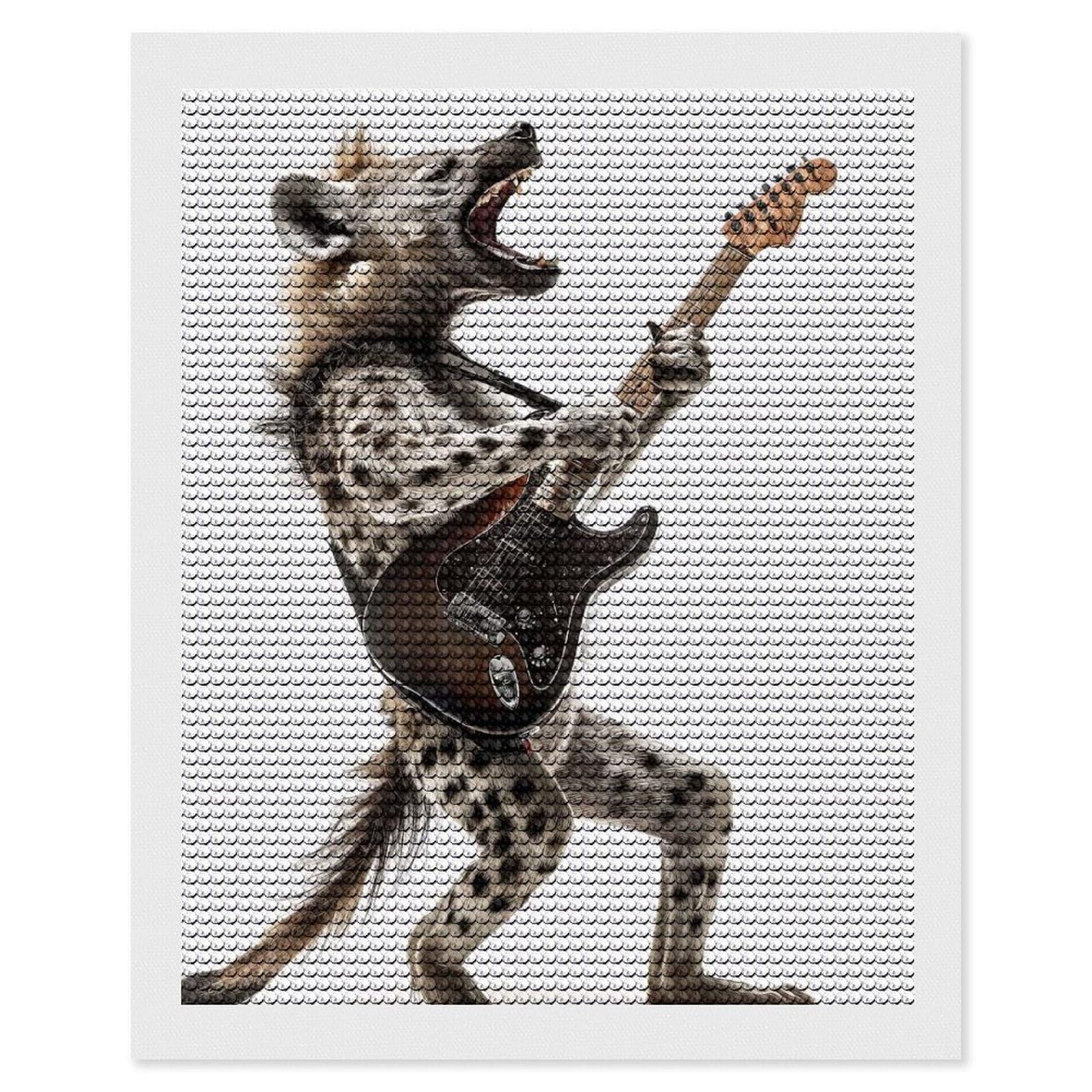 Junmoney Hyena Guitar Diamond Painting Set 16"x20", Modern Decor, for Beginners, Printed Canvas, Thoughtful Handmade Gift, with Tool Kit