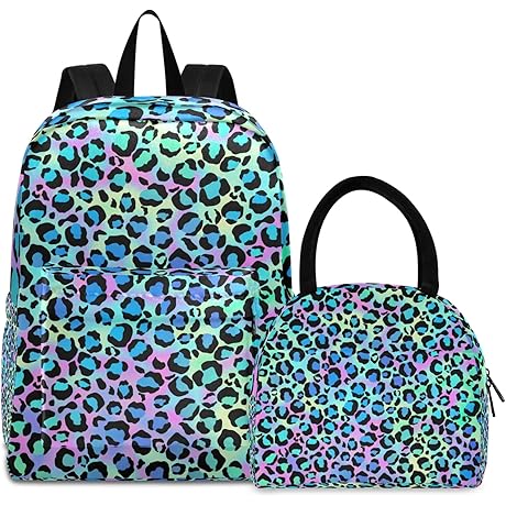 Leopard Print Backpack and Lunch Box Set for Girls