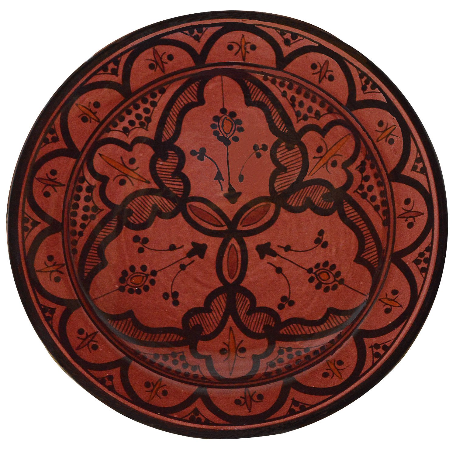 Ceramic Plates Moroccan Handmade Appetizer Tapas Serving Decorative 8 inches Round Red