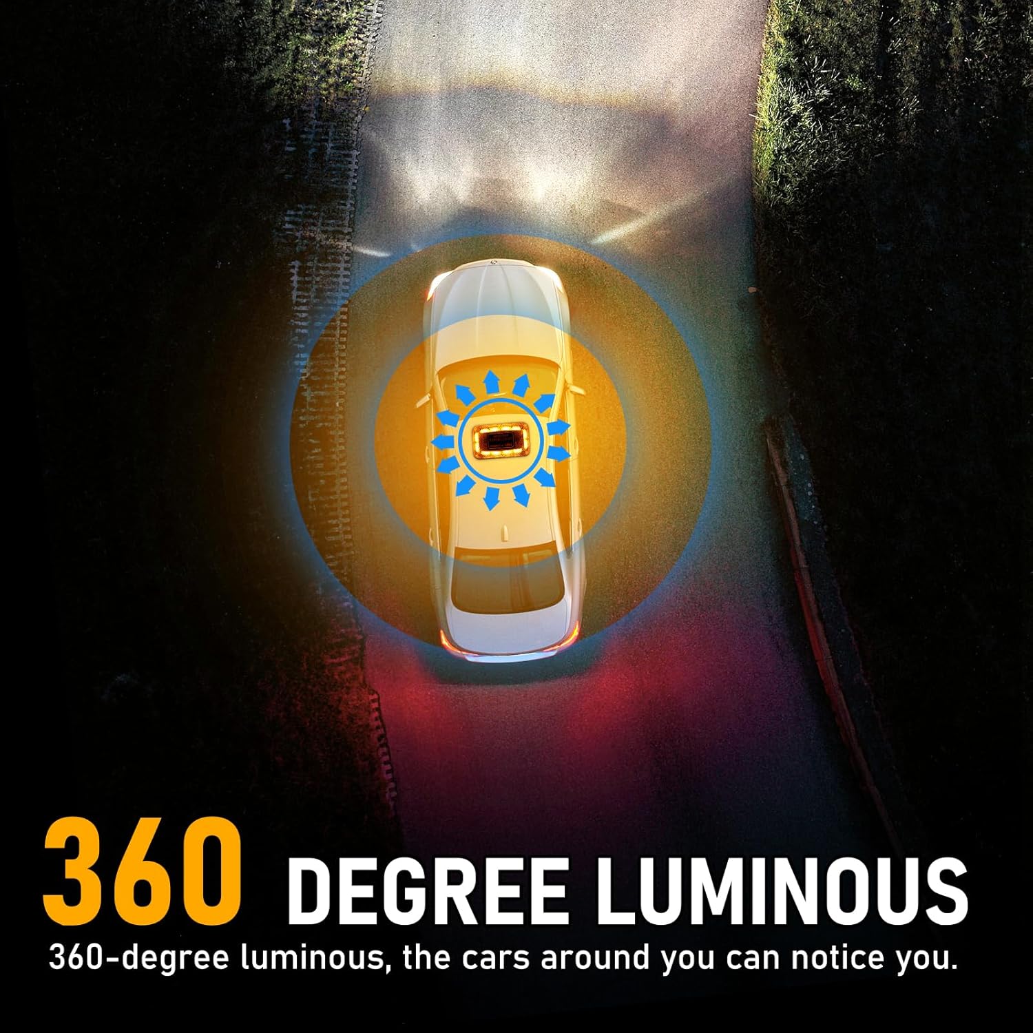 OPP ULITE Amber Strobe Light 16 Flashing Mode, 48pcs Led, Strong Magnetic Waterproof Roof Top Beacon Hazard Flash Warning Lights for Vehicles Trucks Snow Plows Postal Mail ATV UTV, 1PC Pack
