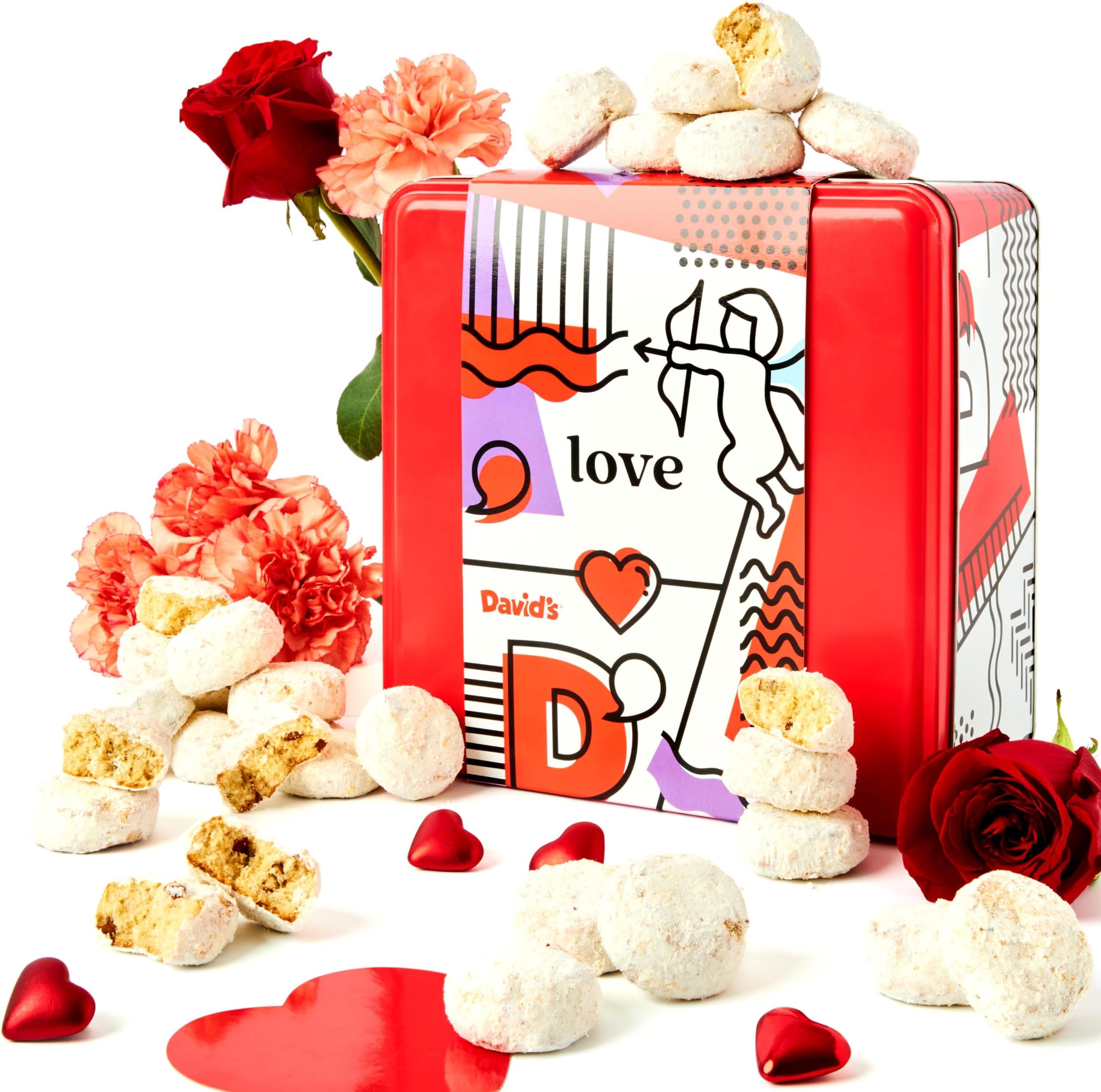David’s Cookies Butter Pecan Meltaway Cookies 1lb – Crunchy Pecans and Powdered Sugar – Premium Fresh Ingredients – Comes with a Love-Themed Gift Box