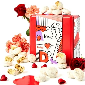 Davids Cookies Butter Pecan Meltaway Cookies 1lb Crunchy Pecans and Powdered Sugar Premium Fresh Ingredients with a Love-Themed Gift Box