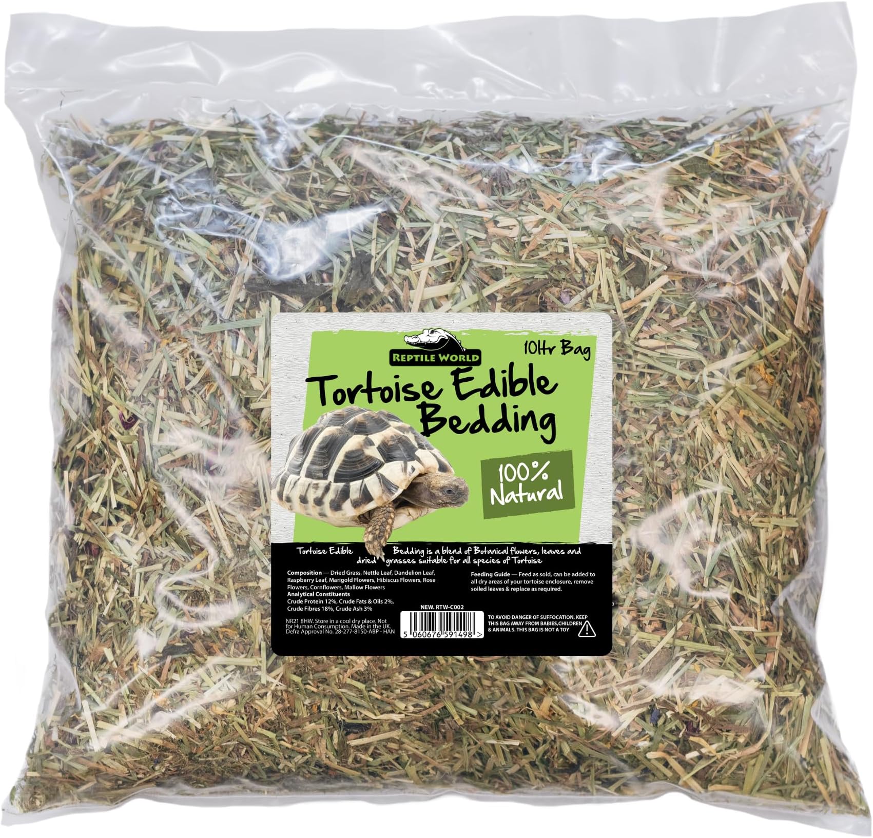 Tortoise Edible Bedding 10L Bag, Botanical Bedding Food