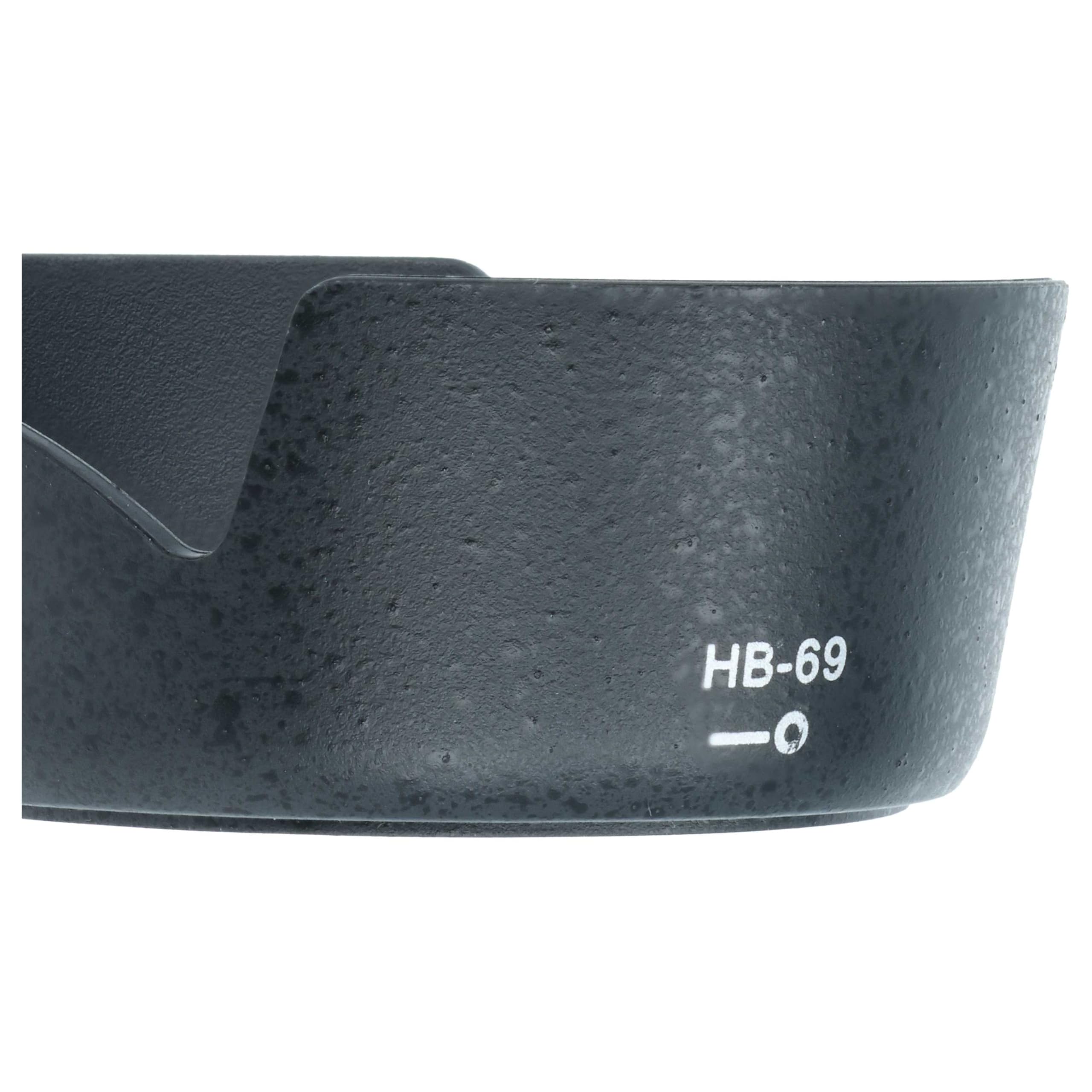 vhbw Paraluce compatibile con Nikon Nikkor AF-S DX 18-55mm f/3.5-5.6G VR II 52 mm obiettivo nero, plastica, tulipano, 7,8 cm - Sostituisce HB-69