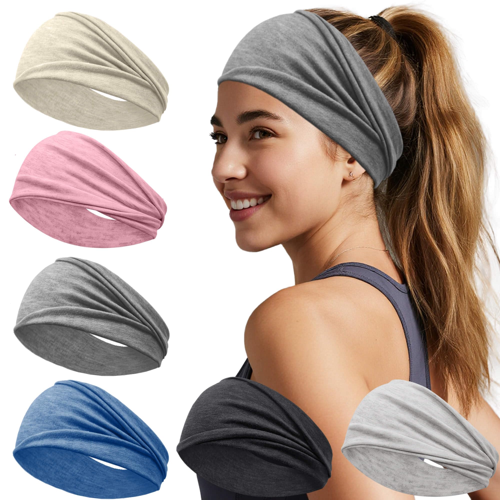 IMYORT 6 Pack Wide Headbands for Women - No Slip Hair Bands for Sports Yoga Workout Running Daily Use, Soft Stretchy Elastic Sweat Wicking Head Wraps Hair Accessories-image-46