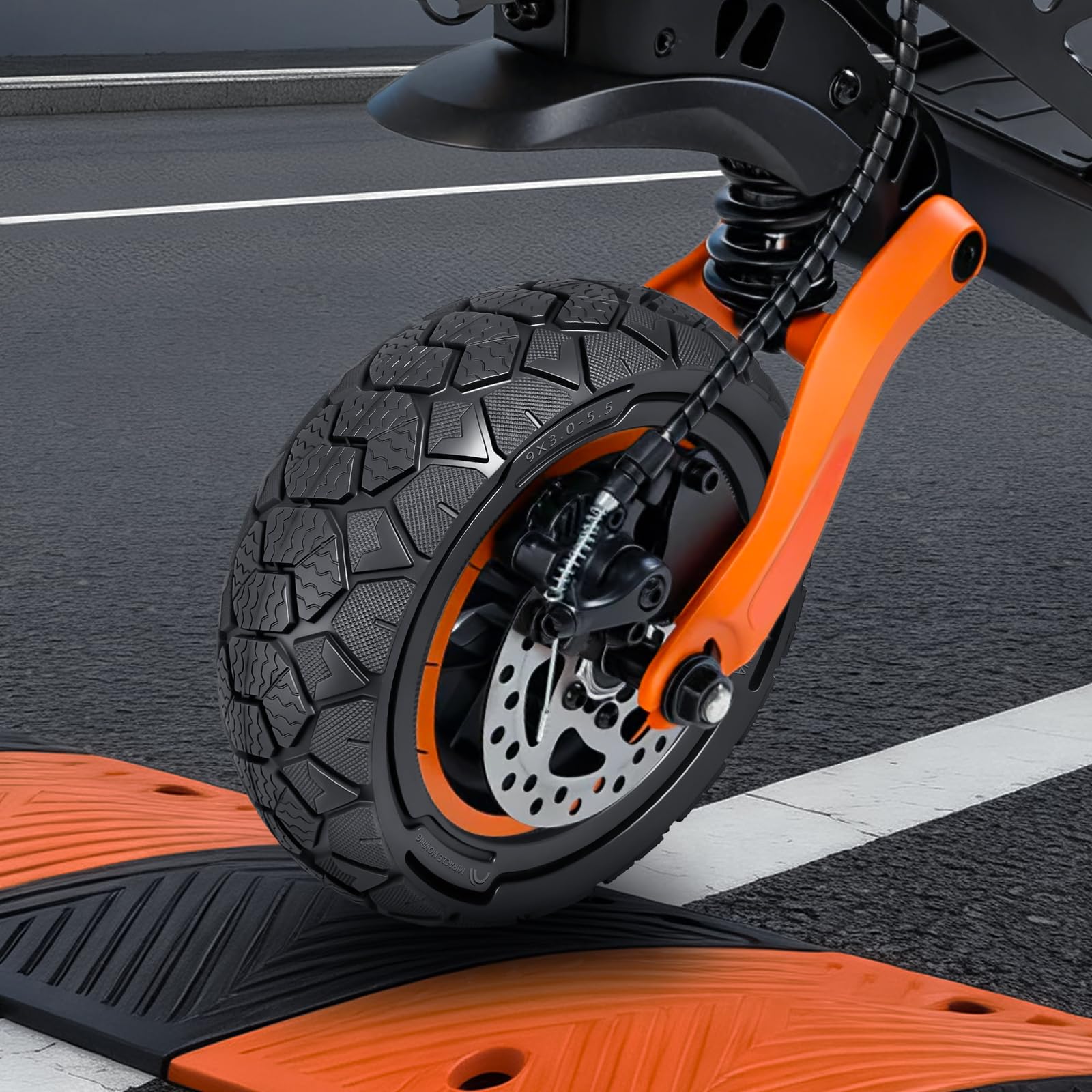 9x3.0-5.5 Neumático Macizo para Kukirin G2 Pro, Zero 10X y Dualtron Eagle Pro Patinetes Eléctricos - Neumático de Repuesto Antideslizante para Nieve Todoterreno, Apto para Nieve (1 Unidad)