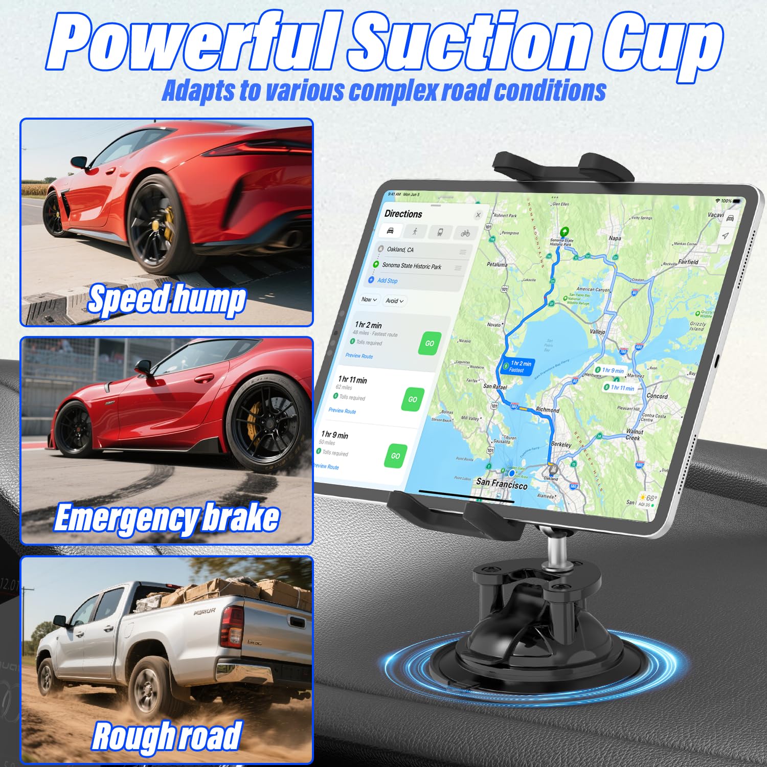 Extra Starker Saugnapf Traktor Tablet/Handy Halterung | Wackelfreier Halt, 7cm Stoßfester Metallarm, Passt Für Auto, LKW, iPad Pro, iPhone, 4-12.9" Geräte